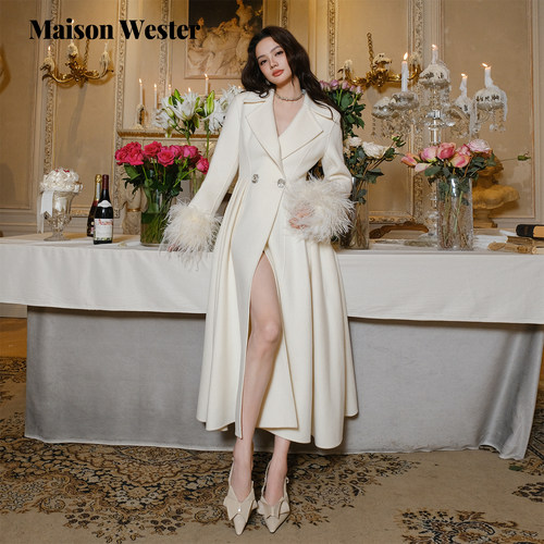 【徐如蓝同款】Maison Wester2025年冬季新品千金风大衣毛呢外套