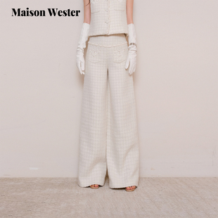 百搭长裤 Maison 轻奢设计感白色小香风休闲裤 新品 Wester2025冬季