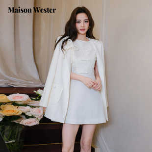 饰中长款 奶白蕾丝蝴蝶结装 外套 Wester2026年春新品 Maison
