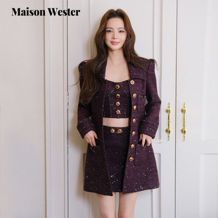 修身 Maison 千金风长款 新品 外套挂脖背心半裙女 Wester2025年冬季
