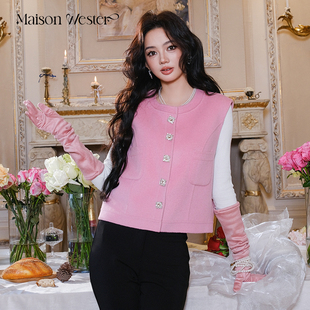 通勤背心毛衣叠穿双面钻扣马甲可露丽穿搭 时尚 Maison Wester冬季