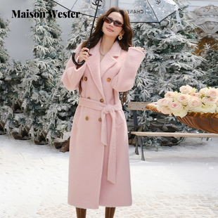 千金风翻领外套双排金扣长毛呢大衣 新品 Maison Wester2025年冬季