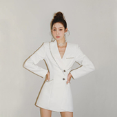 Wester春季 李沁同款 不对称白西装 Maison 设计师原创时尚 西服