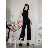 Wester夏季 蝴蝶结连体裤 显瘦裤 Maison 子复古高腰薄款