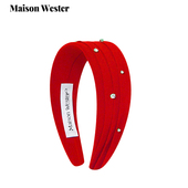Masion 红色 雪纺系列闪钻叠褶宽发箍 Wester2025夏季 新款