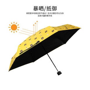 迷你晴雨两用便携五折伞小熊自动伞防紫外线折叠太阳雨伞