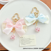 蝴蝶结立体水晶串珠球球钥匙扣女生闺蜜包包挂件拉链扣装 饰小礼物