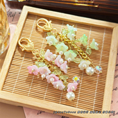 小清新森系草绿粉嫩铃兰花钥匙扣创意字母Diy小饰品女生包包挂件