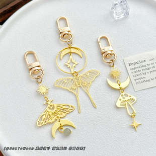 异域风情飞蛾扑火蝴蝶月亮钥匙扣欧美复古个性小饰品女生包包挂件