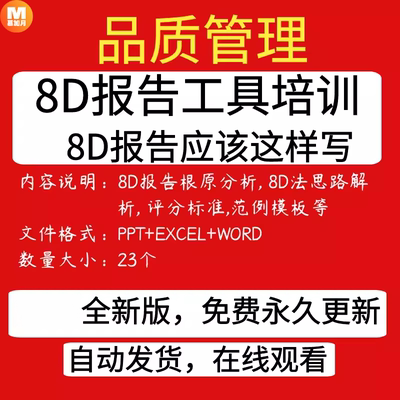 8D报告模板8D工具培训生产品质质量问题质量管理技术分析PPT资料