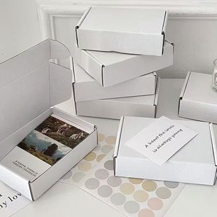 10个装ins白色飞机盒加厚出卡打包合集网红博主出物礼品包装纸盒