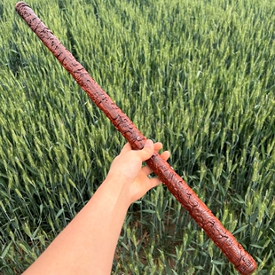 紫檀木文明棍武术实木九龙盘龙棍太极棍子男女把玩健身收藏文玩