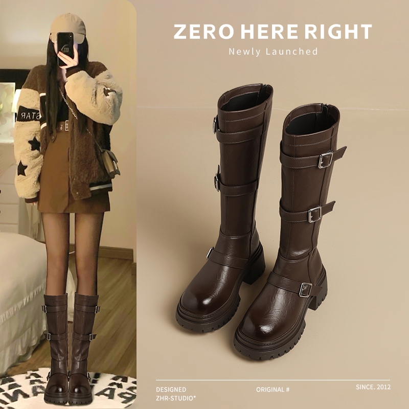 长筒靴新款秋冬牛仔靴小个子