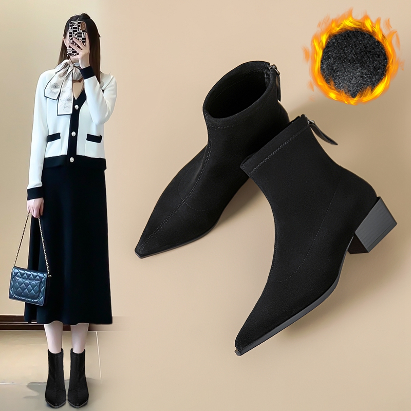 ZHR绒面瘦瘦靴女2024新