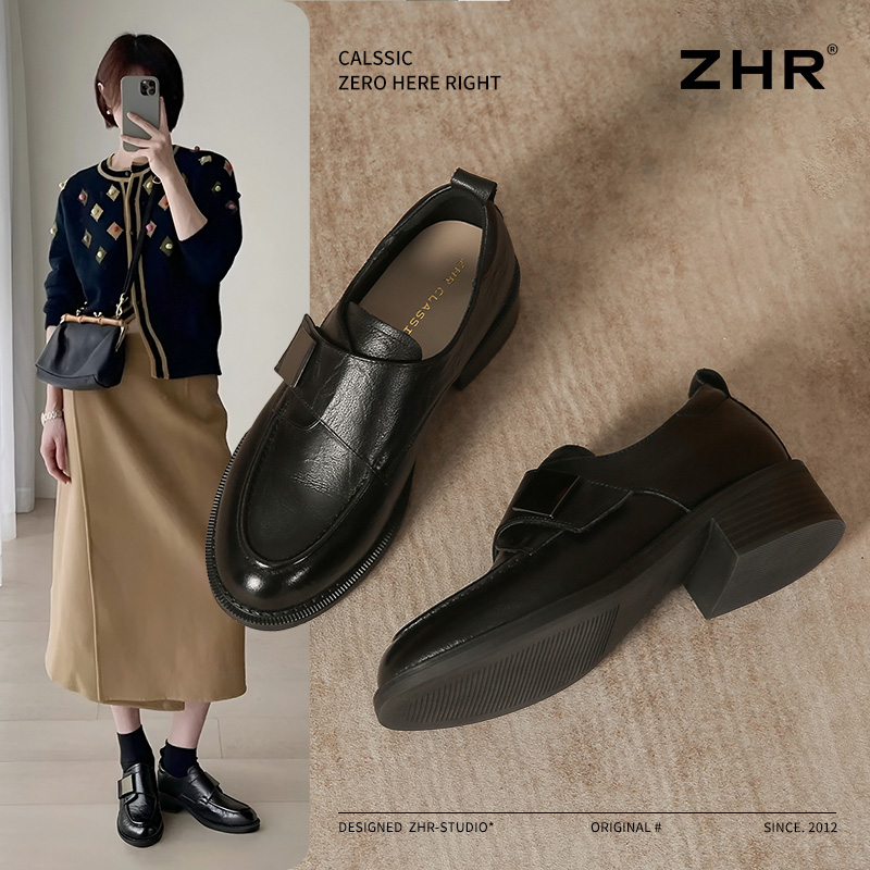 头层牛皮单鞋英伦小皮鞋