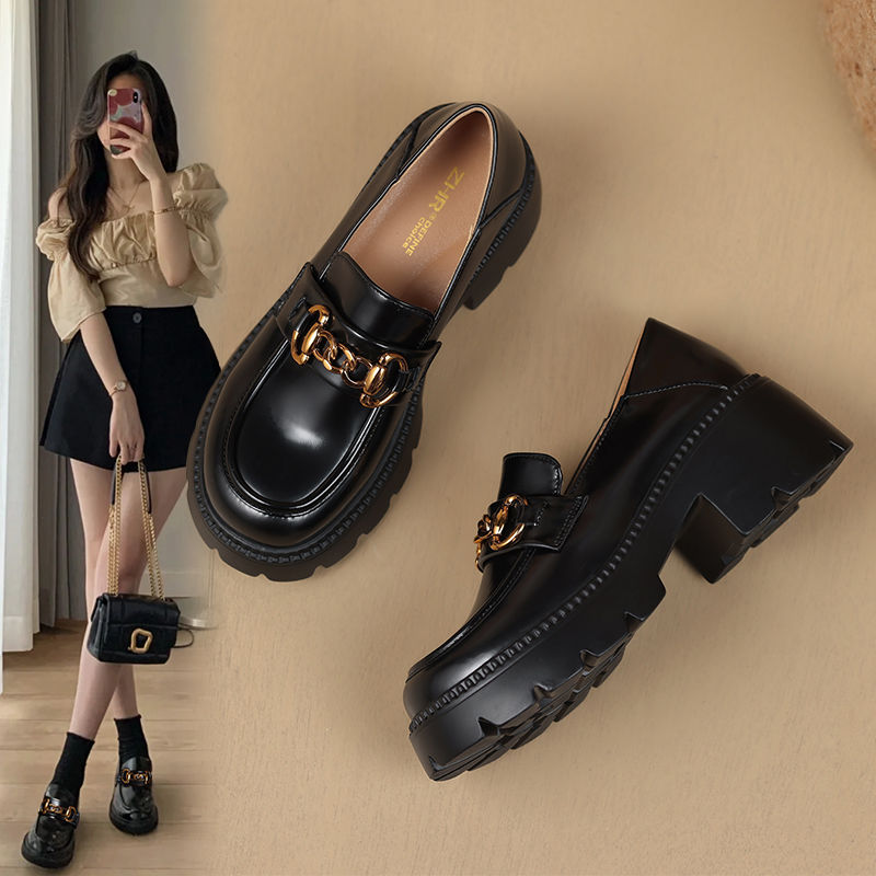 ZHR真皮厚底乐福鞋女鞋秋季