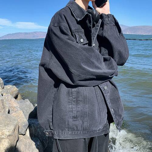 牛仔外套男春秋痞帅美式复古oversize潮牌夹克 现货速发 百搭显瘦