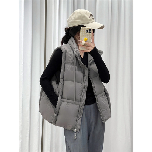 欧货羽绒服马甲女宽松2024新款流行冬装90白鸭绒立领加厚无袖外套