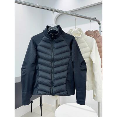 轻薄款运动户外lulu羽绒服女短款修身白鹅绒服美体内胆瑜伽秋冬季