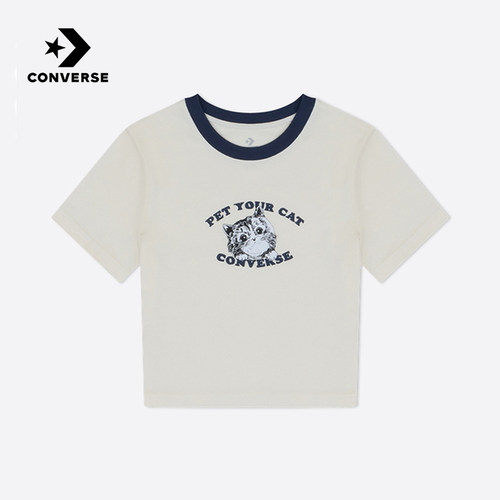 Converse匡威夏女美式圆领短款短袖修身辣妹风全棉T恤WCJ653-W2Y
