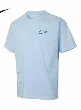 Nike耐克短袖男秋新款复古做旧印花透气圆领运动棉T恤HV1672-441