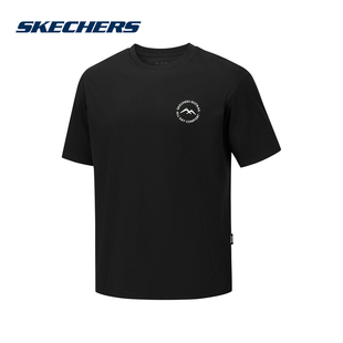 Skechers斯凯奇26夏男女同款索罗娜宽松运动休闲短袖衫 P226U010