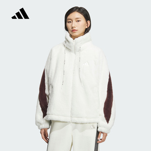 adidas阿迪达斯新款女子人造毛皮保暖运动休闲宽松夹克外套KC0079