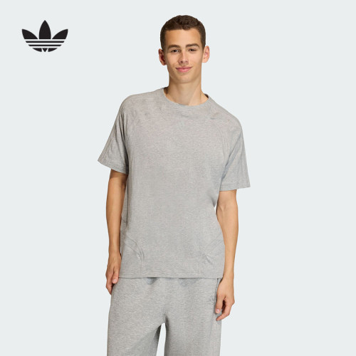 adidas阿迪达斯三叶草居家舒适灰色上衣2026夏男短袖T恤 KE0712