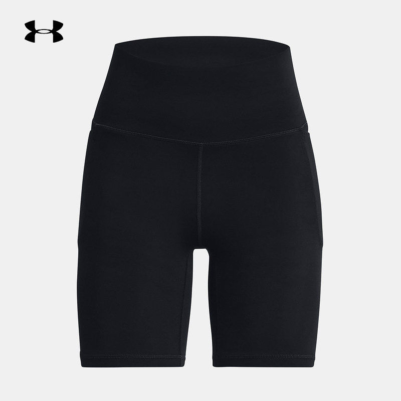 安德玛UA新款女子高腰提臀单车紧身瑜伽健身训练运动短裤1382521