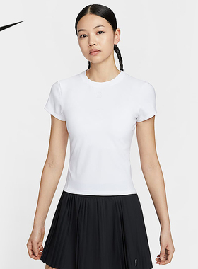 Nike耐克T恤DRI-FIT女子春夏新款修身速干短袖网球上衣HQ2995-100