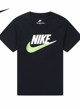 Nike耐克男女幼童T恤夏季图案印花经典圆领短袖针织衫II3065-010