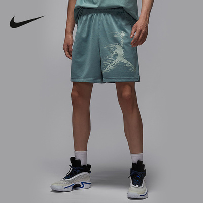 Nike耐克短裤男秋季Jordan印花网眼透气宽松篮球运动裤HQ8666-041