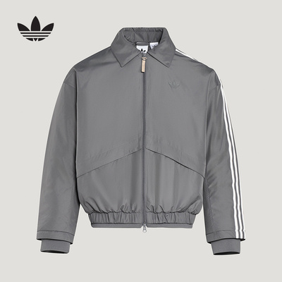 adidas阿迪达斯三叶草保暖运动棉服2026春男三条纹休闲外套KS5337
