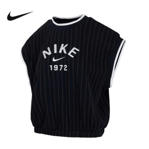 NIKE耐克背心女夏季新款圆领针织透气条纹运动无袖T恤HV2093-010