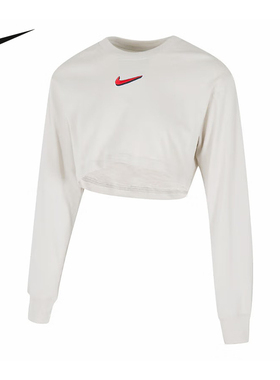 Nike耐克女子秋新款休闲宽松透气印花圆领长袖运动T恤HV5006-072