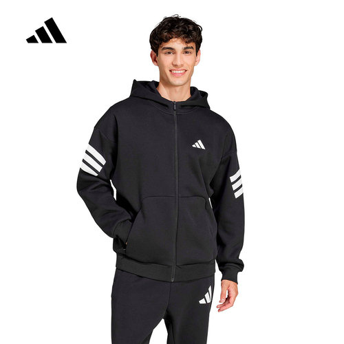 adidas阿迪达斯拉链连帽外套26新款男训练跑步户外针织夹克JD4827