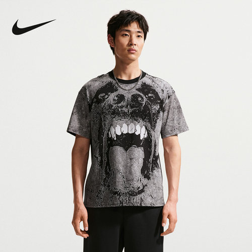 NIKE耐克男T恤夏季宽松透气图案印花复古短袖篮球上衣II0675-010