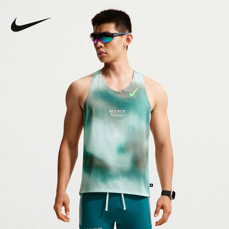 NIKE耐克跑步背心夏季男子户外健身训练透气无袖t恤 IV6618-373
