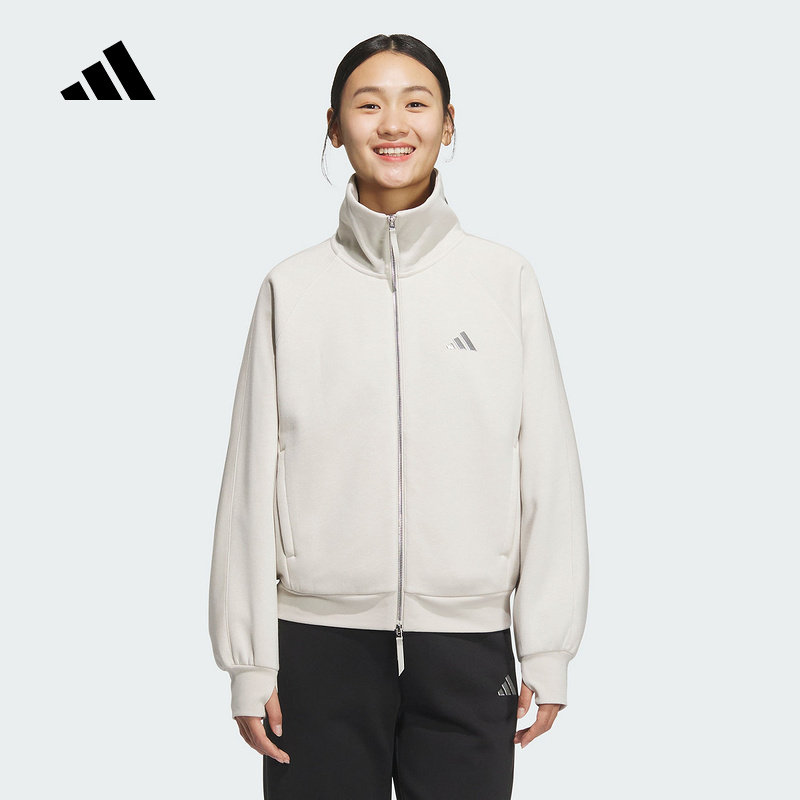 adidas阿迪达斯冬季新款抓绒女针织加厚运动休闲夹克外套 KC0047