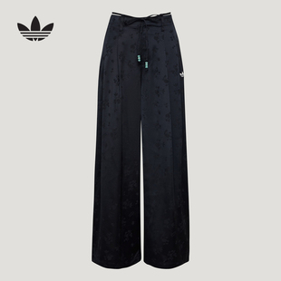 adidas阿迪达斯三叶草新中式提花宽松运动裤夏女梭织长裤 KY5747