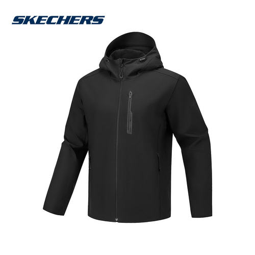 Skechers斯凯奇26春男户外运动防风连帽梭织外套 P126M047/0018