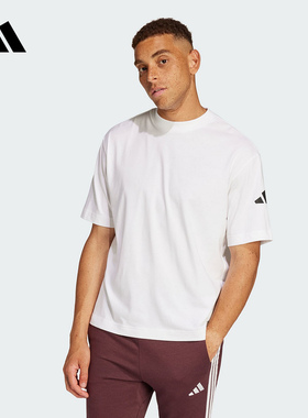 adidas阿迪达斯夏季新款男子休闲运动简约百搭白色短袖T恤 JC9296