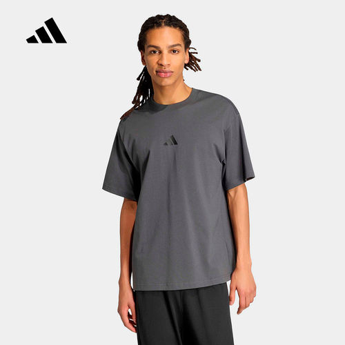 adidas阿迪达斯简约宽松上衣半截袖2026夏男透气短袖T恤 KB4874