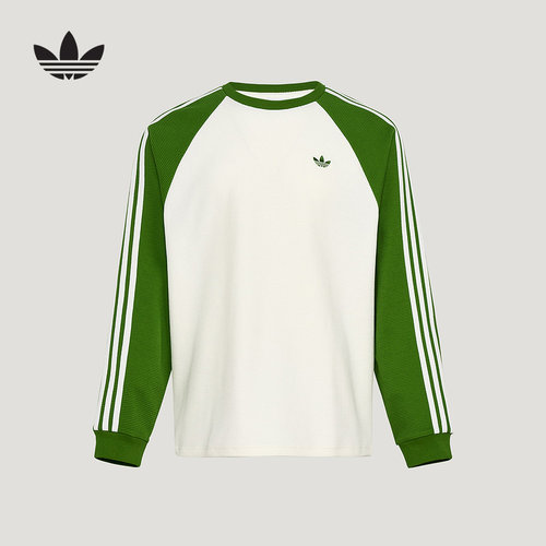 adidas阿迪达斯三叶草运动华夫格上衣2026春男女长袖T恤 KV8869