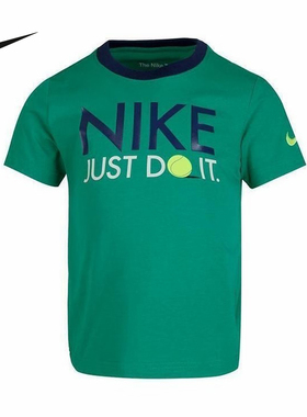 NIKE耐克幼童针织T恤秋新款男童休闲运动柔软短袖上衣IO2478-324