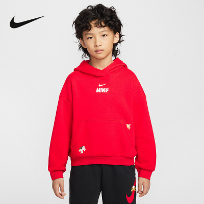 Nike耐克大童卫衣马年限定新年款小飞马印花连帽套头衫IQ3934-657