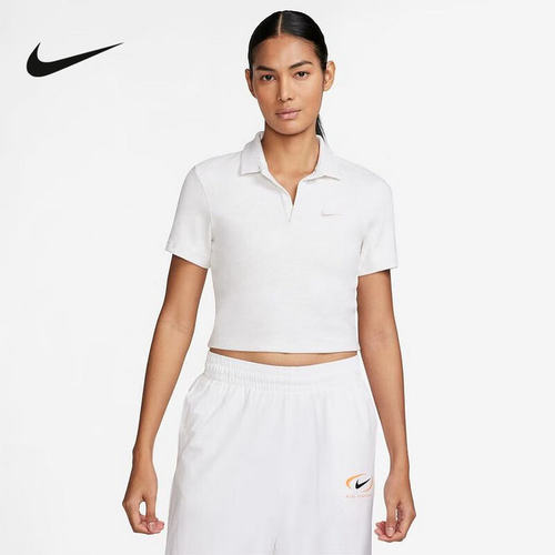 Nike耐克女子短袖翻领POLO衫透气刺绣小勾短款运动T恤DV7885-051