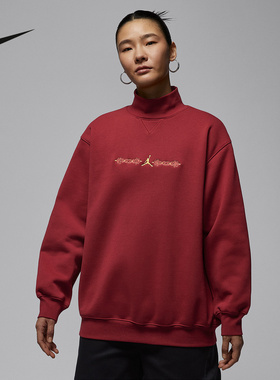 耐克女子卫衣新年款红色Jordan刺绣26春加绒针织套头衫IQ3965-613