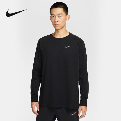 Nike耐克男上衣Dri-FIT速干华夫格跑步圆领长袖针织衫HV2706-010