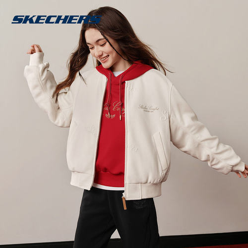 Skechers斯凯奇新年战袍美式夹克棒球外套2026春女棉服 L126W009